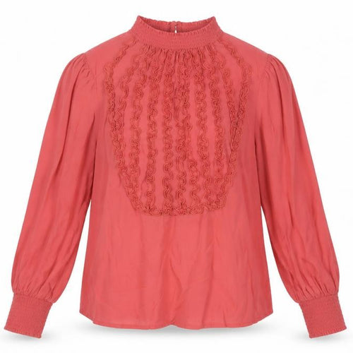 Monsoon Women’s Pink Ruffle Chiffon Blouse Size 14 Long Sleeve