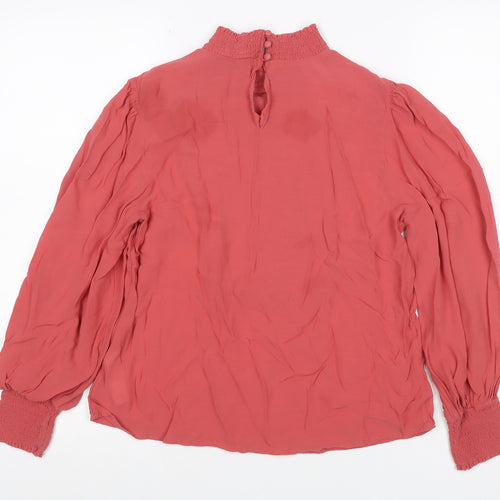 Monsoon Women’s Pink Ruffle Chiffon Blouse Size 14 Long Sleeve