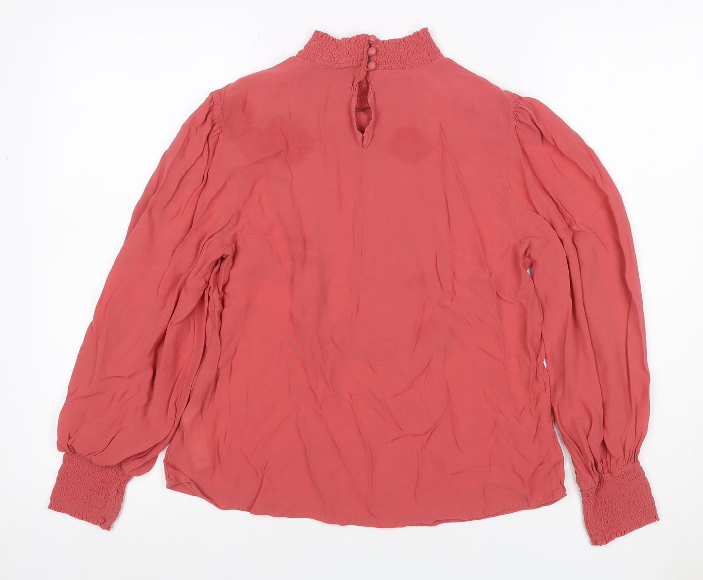 Monsoon Women’s Pink Ruffle Chiffon Blouse Size 14 Long Sleeve