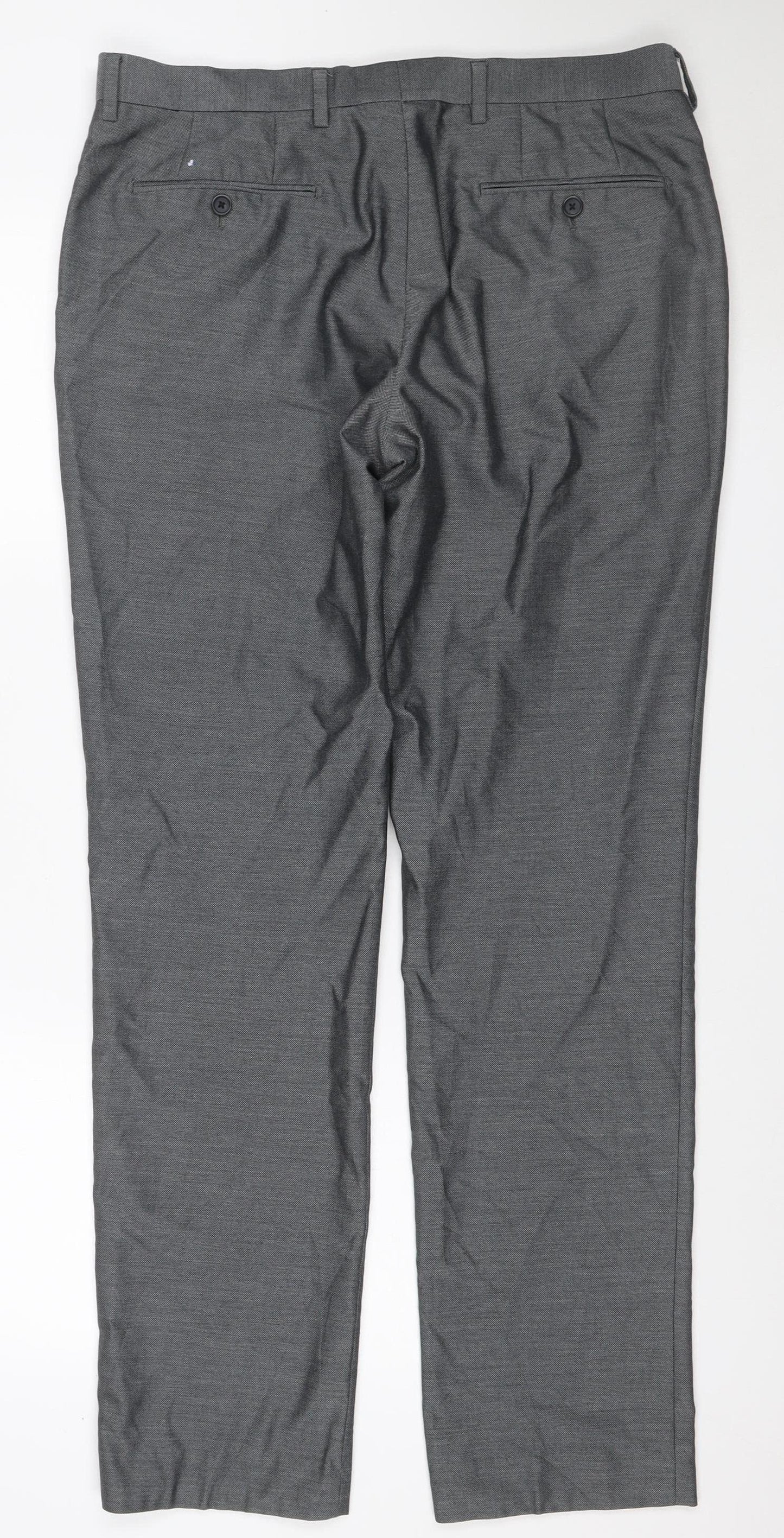 Next Men’s Grey 34R Straight Dress Trousers 34W 33L
