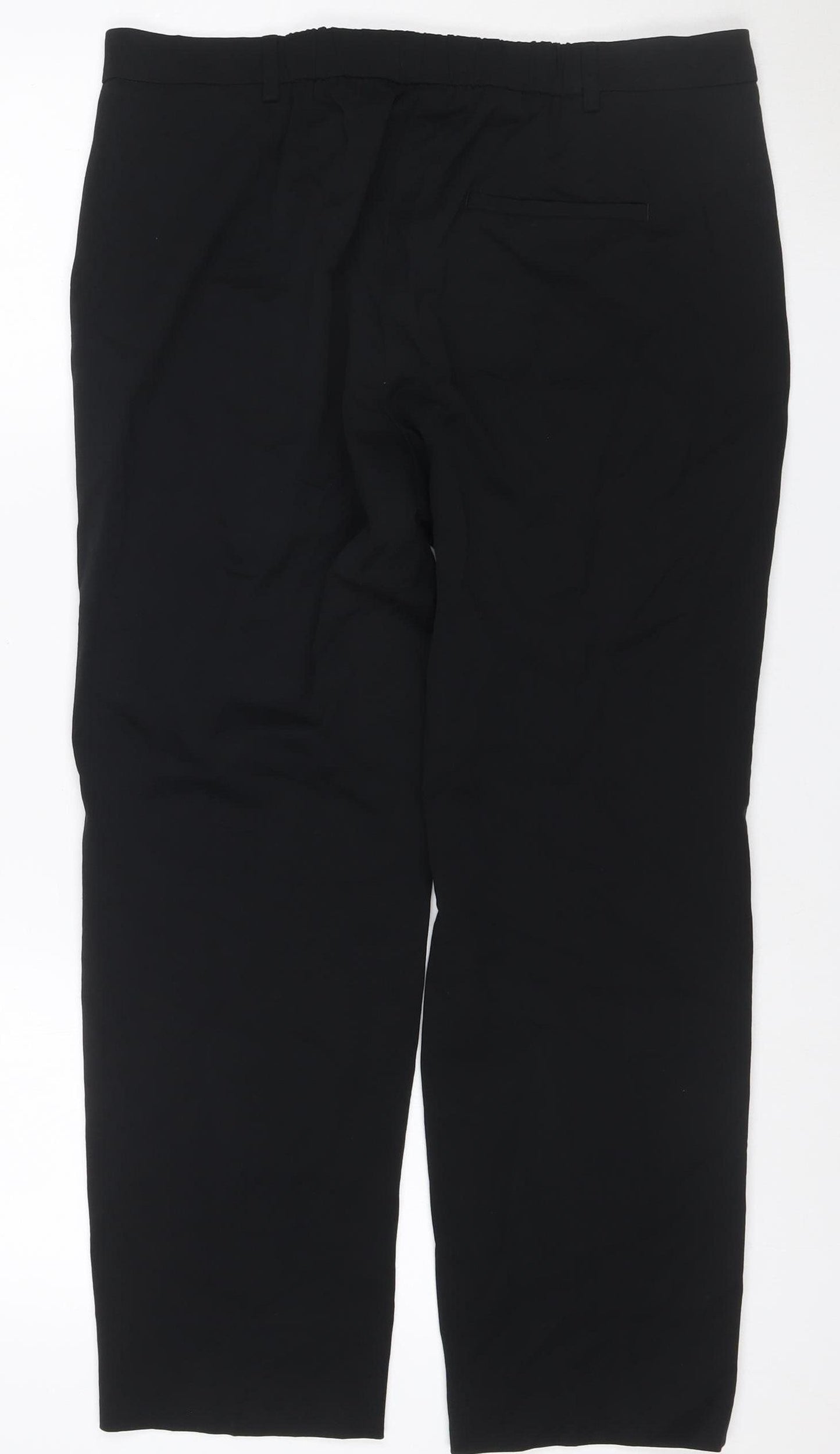 M&S Women Black Size 16 Straight Tailored Stretch Trousers