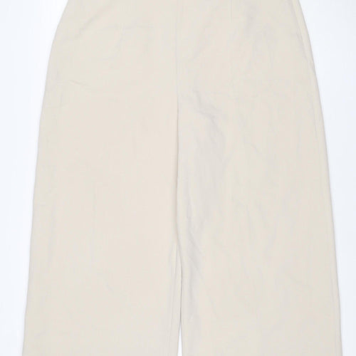 Zara Women Beige XXL UK 18 Wide-Leg Tailored Stretch Trousers