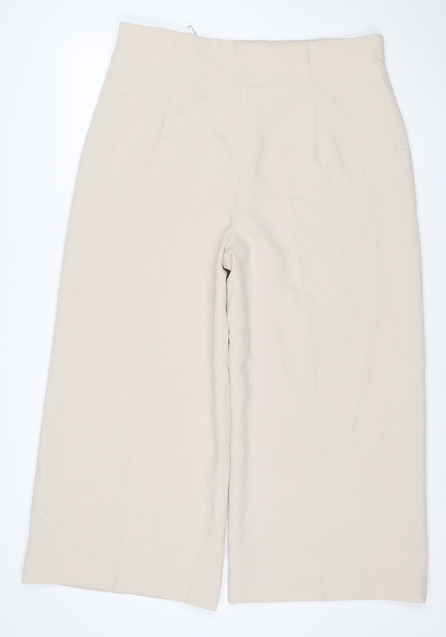 Zara Women Beige XXL UK 18 Wide-Leg Tailored Stretch Trousers
