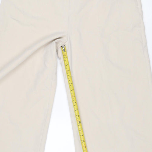 Zara Women Beige XXL UK 18 Wide-Leg Tailored Stretch Trousers