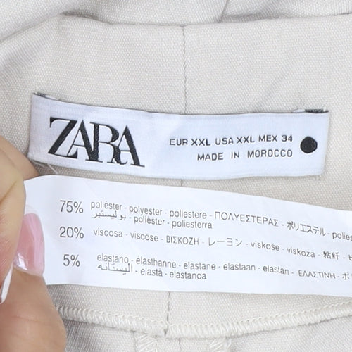 Zara Women Beige XXL UK 18 Wide-Leg Tailored Stretch Trousers