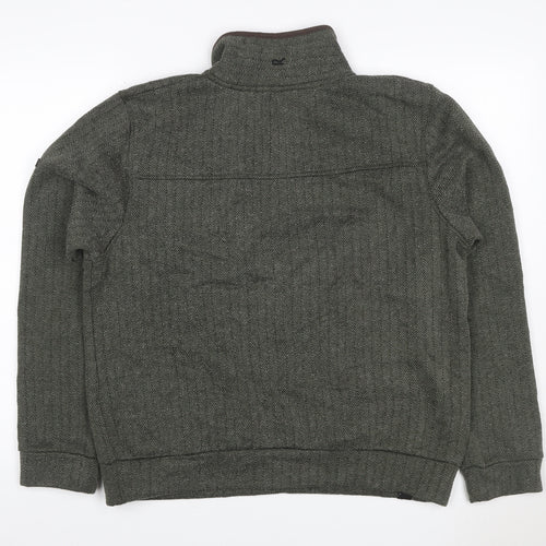 Regatta Men Green M Herringbone Henley Button Fleece Sweatshirt