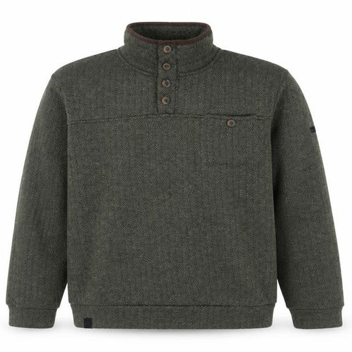 Regatta Men Green M Herringbone Henley Button Fleece Sweatshirt