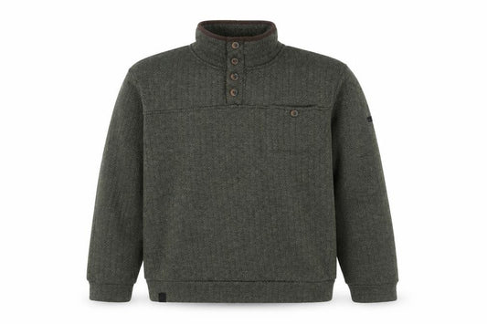 Regatta Men Green M Herringbone Henley Button Fleece Sweatshirt