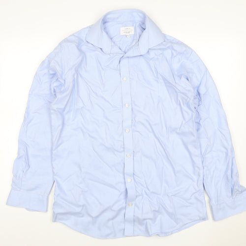 John Lewis Men Blue 16 Tailored Fit Cotton Long Sleeve Shirt