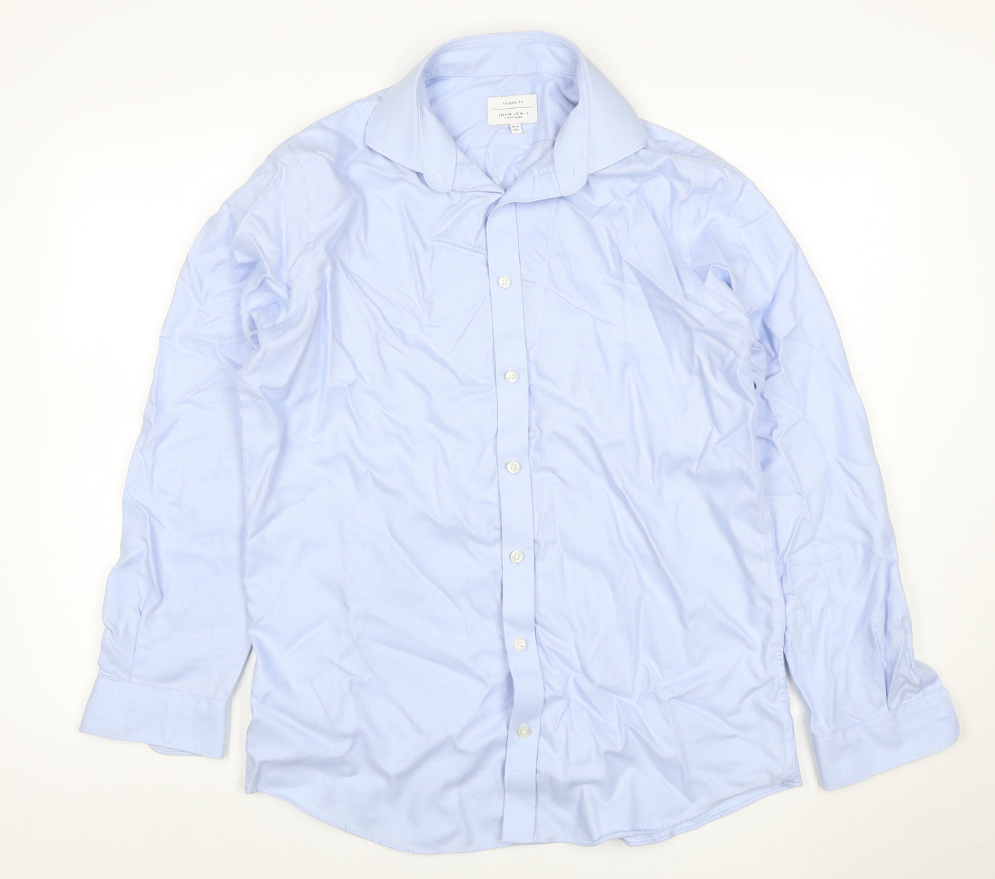 John Lewis Men Blue 16 Tailored Fit Cotton Long Sleeve Shirt