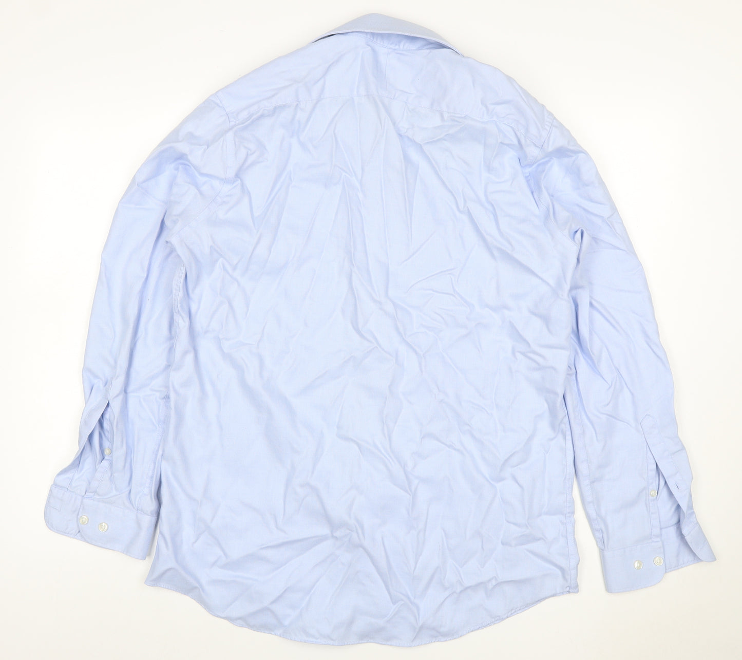 John Lewis Men Blue 16 Tailored Fit Cotton Long Sleeve Shirt