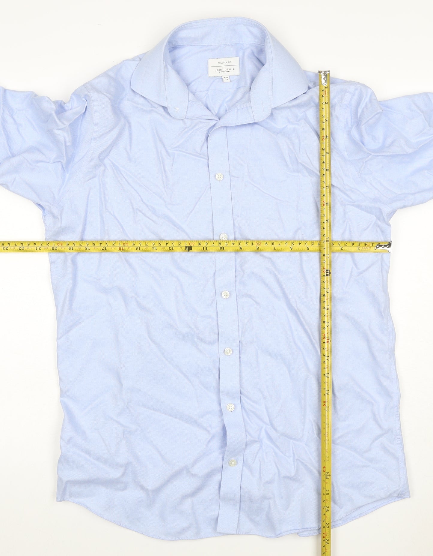 John Lewis Men Blue 16 Tailored Fit Cotton Long Sleeve Shirt