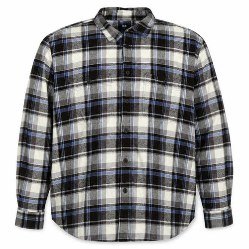 Uniqlo Men's XL Blue Grey Plaid Flannel Button-Up Shirt