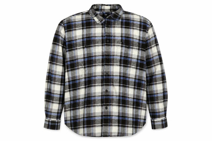 Uniqlo Men's XL Blue Grey Plaid Flannel Button-Up Shirt