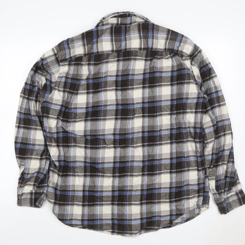 Uniqlo Men's XL Blue Grey Plaid Flannel Button-Up Shirt