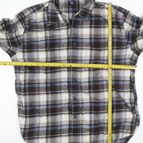 Uniqlo Men's XL Blue Grey Plaid Flannel Button-Up Shirt