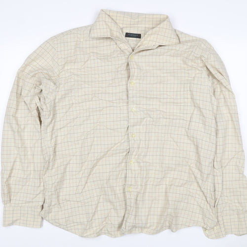 Canali Men’s Beige Check Cotton Long Sleeve Button-Up Shirt XL