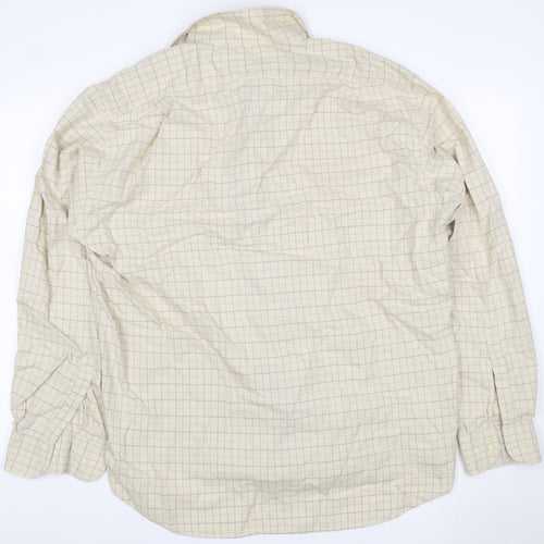 Canali Men’s Beige Check Cotton Long Sleeve Button-Up Shirt XL