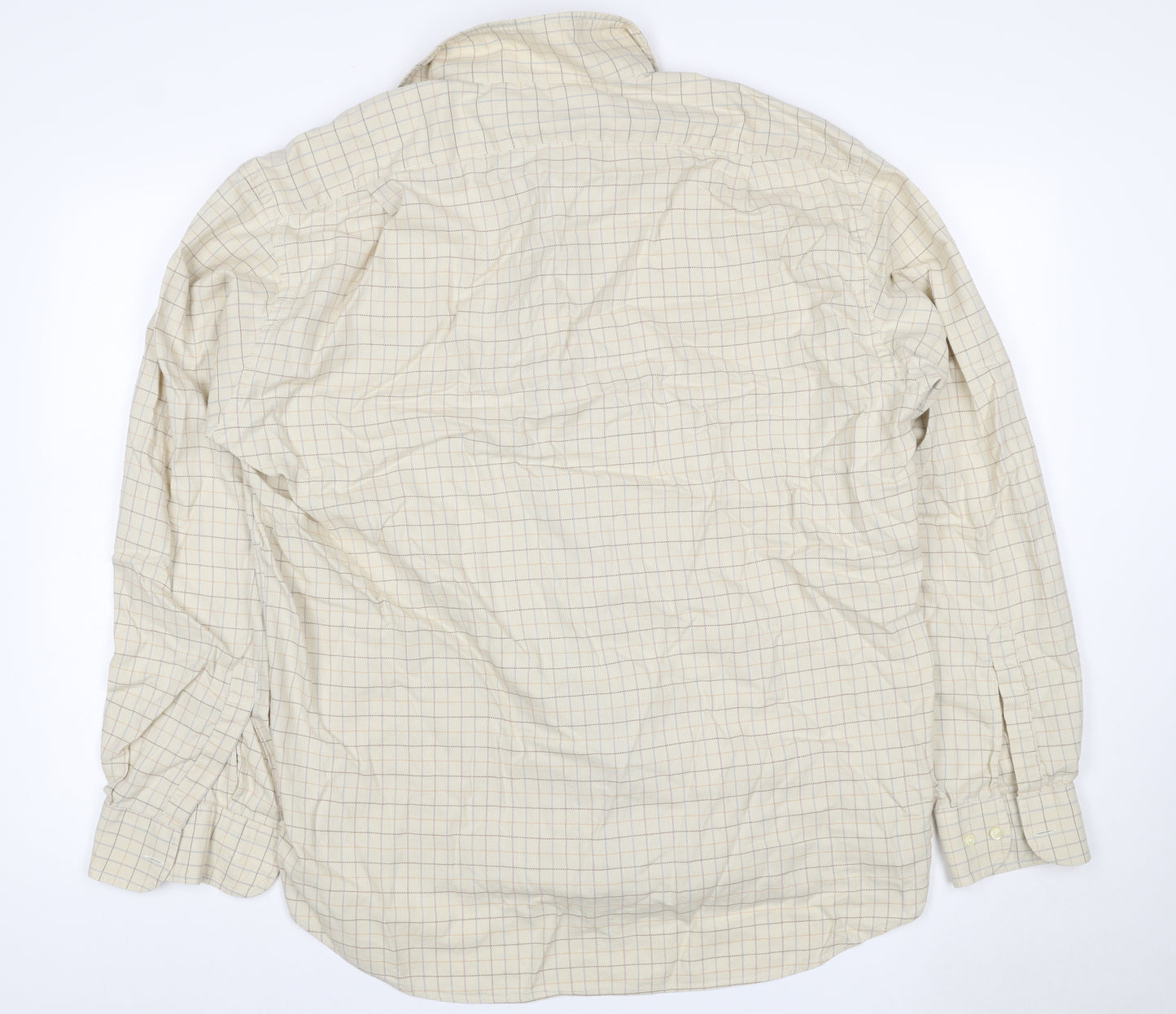 Canali Men’s Beige Check Cotton Long Sleeve Button-Up Shirt XL