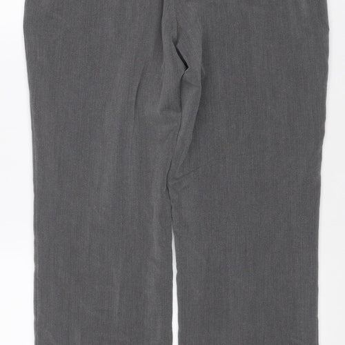 Bassini Women Grey UK 12 Wide Leg Dress Trousers Elastic Waist