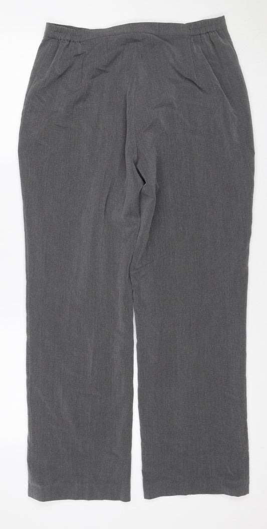 Bassini Women Grey UK 12 Wide Leg Dress Trousers Elastic Waist