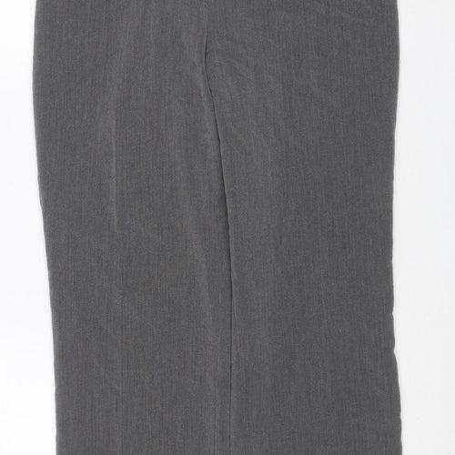 Bassini Women Grey UK 12 Wide Leg Dress Trousers Elastic Waist