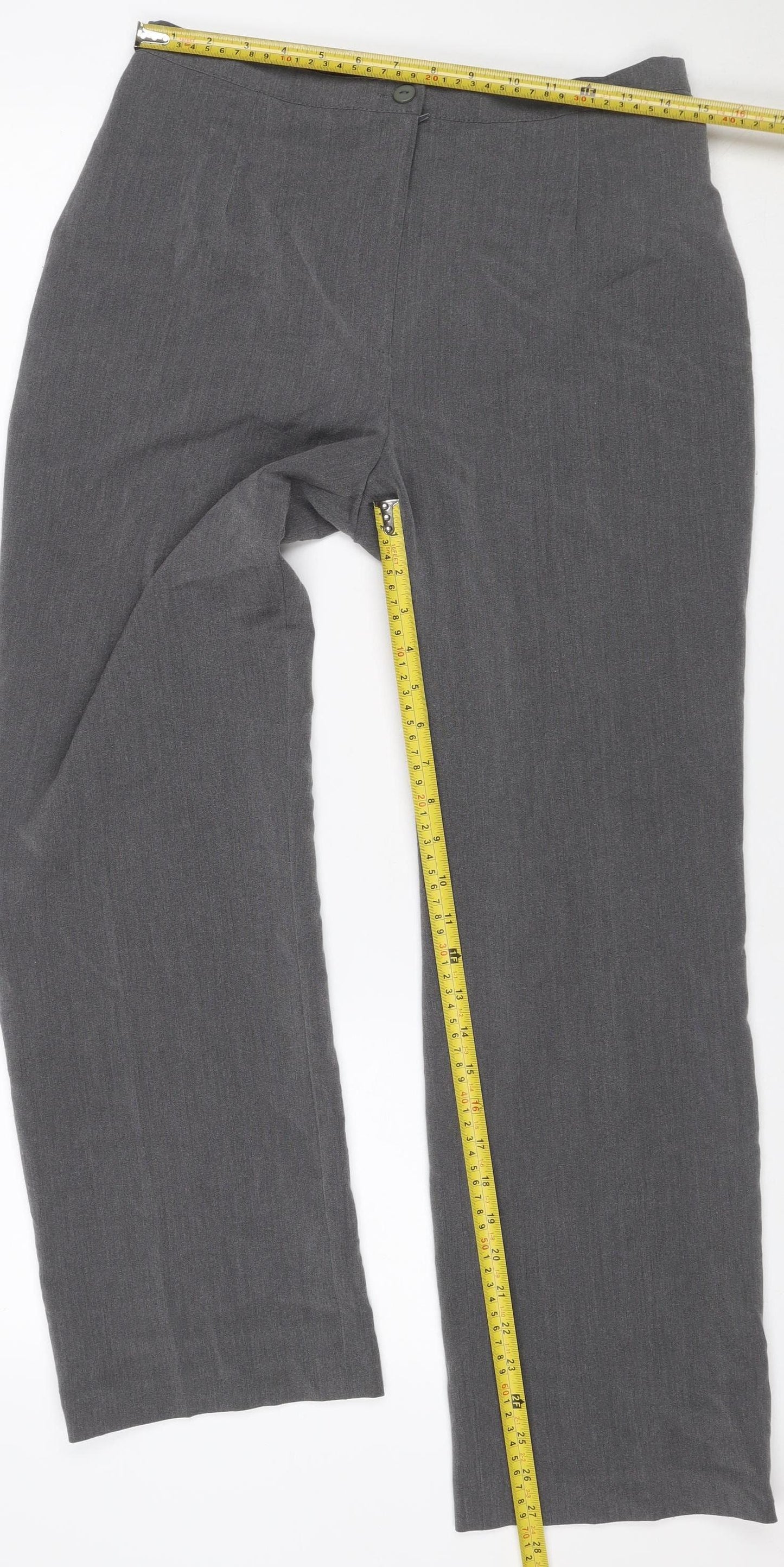 Bassini Women Grey UK 12 Wide Leg Dress Trousers Elastic Waist