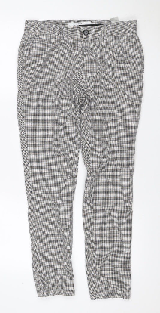 Topman Men’s Grey Check Stretch Skinny Trousers W32 L30
