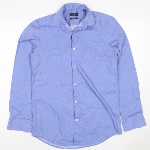 Next Men's Blue 14.5 Regular Fit Long Sleeve Cotton Button-Up Shirt