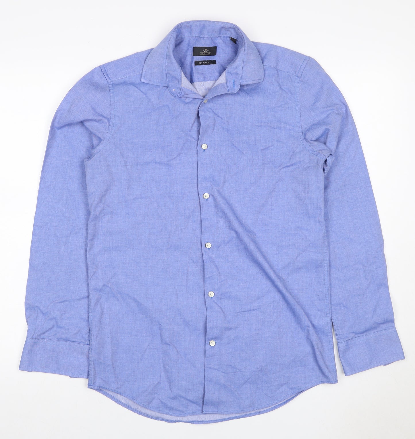 Next Men's Blue 14.5 Regular Fit Long Sleeve Cotton Button-Up Shirt