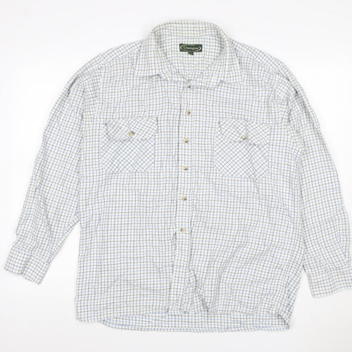 Champion Men’s XL White Blue Check Long Sleeve Button-Up Shirt