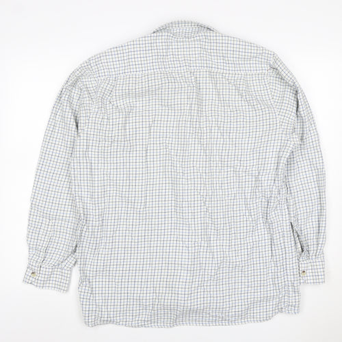 Champion Men’s XL White Blue Check Long Sleeve Button-Up Shirt
