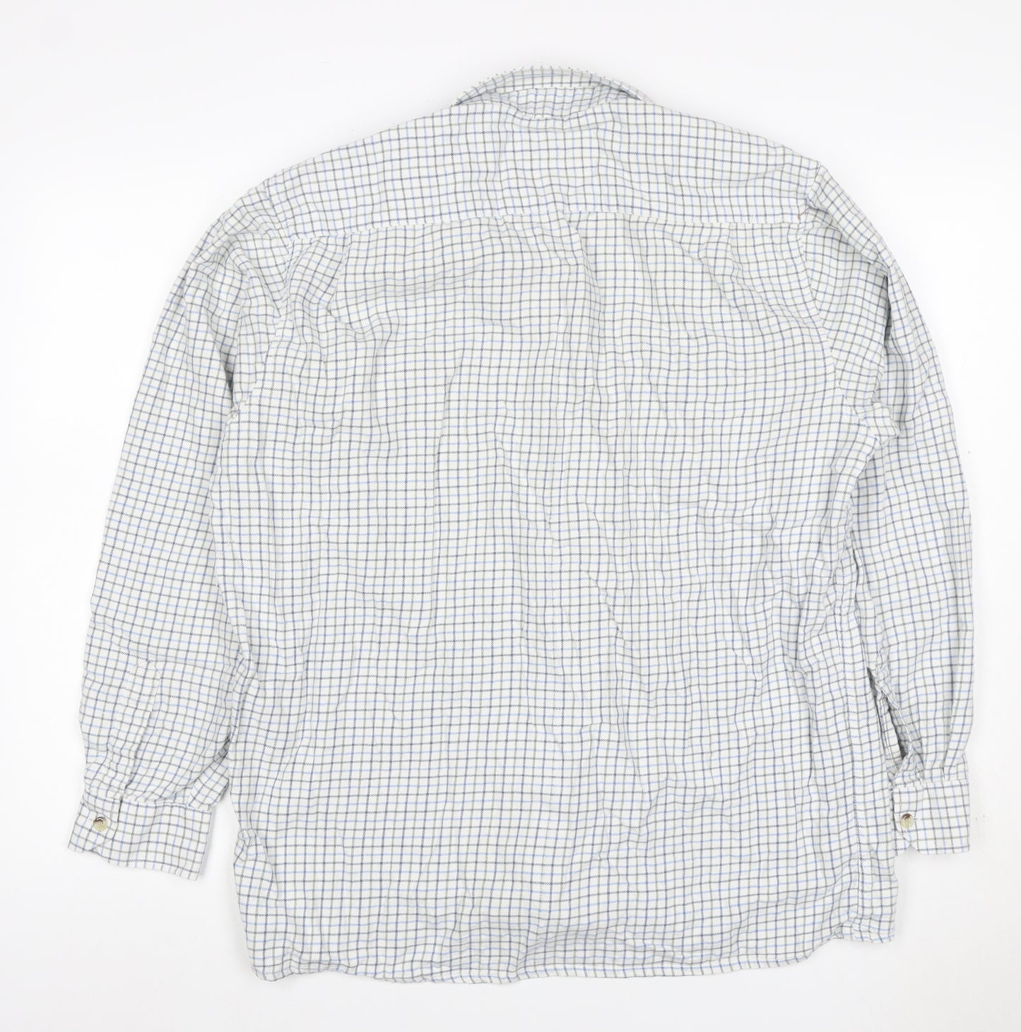 Champion Men’s XL White Blue Check Long Sleeve Button-Up Shirt