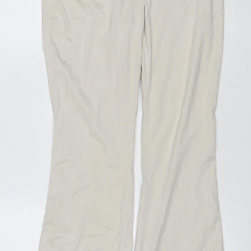 Next Women’s Ivory Wide-Leg Trousers Size 10 Regular Stretch Zip