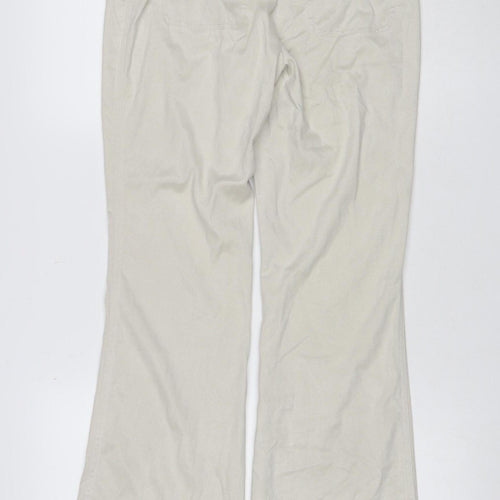 Next Women’s Ivory Wide-Leg Trousers Size 10 Regular Stretch Zip
