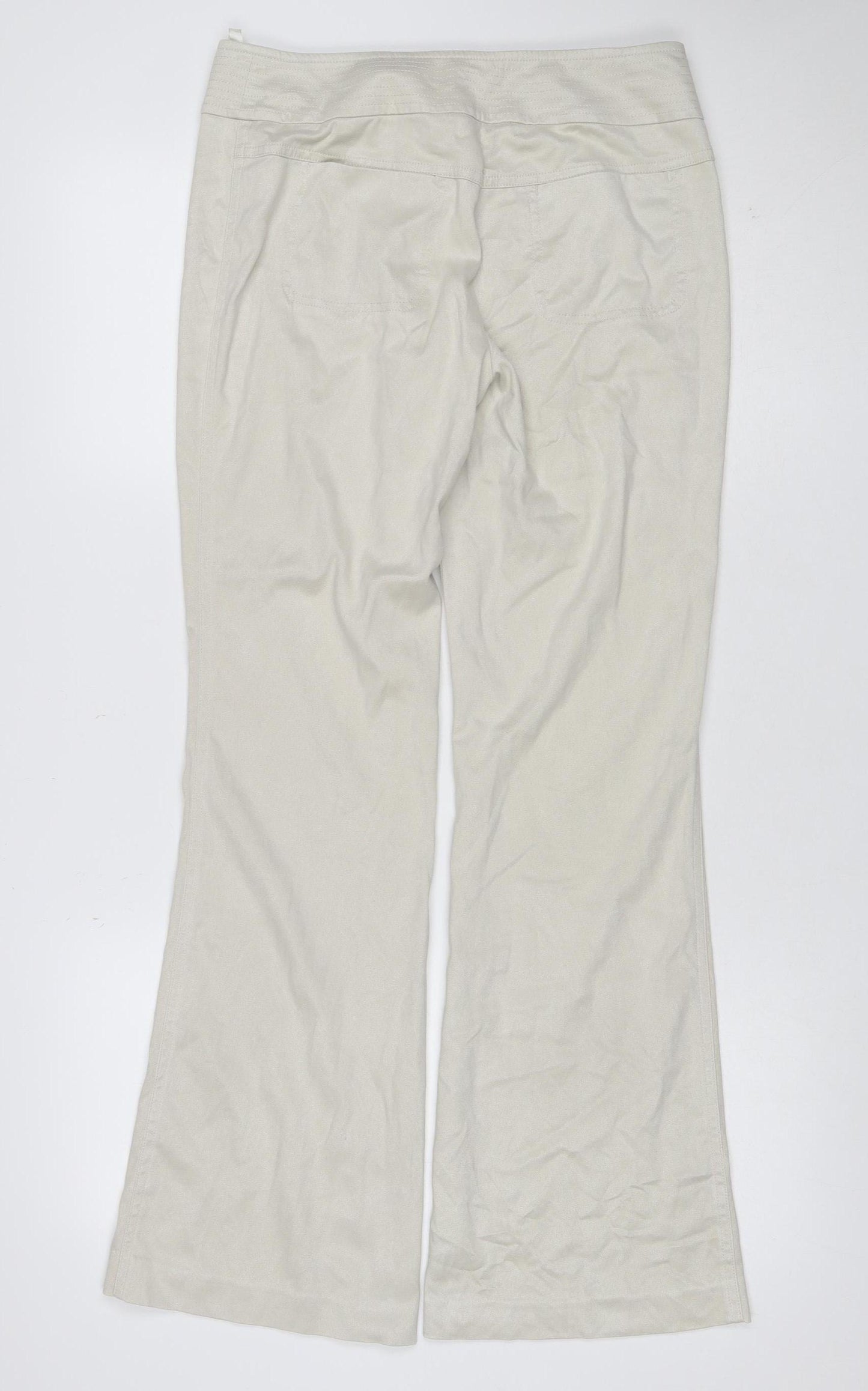 Next Women’s Ivory Wide-Leg Trousers Size 10 Regular Stretch Zip