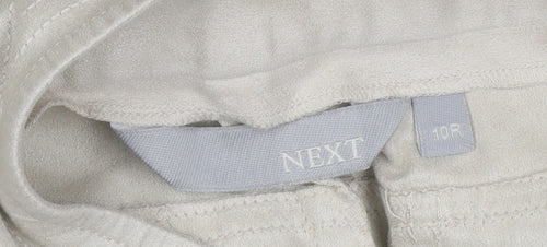 Next Women’s Ivory Wide-Leg Trousers Size 10 Regular Stretch Zip
