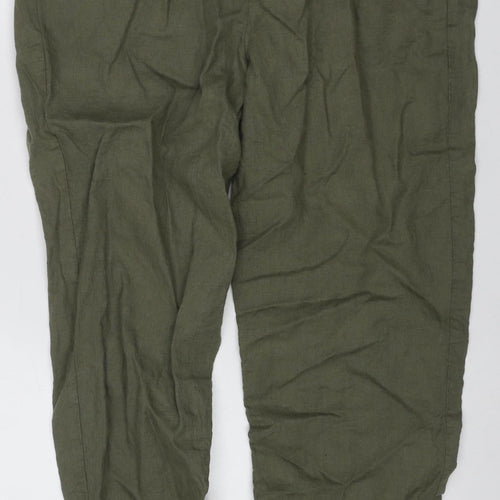 John Lewis & Partners Women’s Green Size 14 Linen Wide-Leg Trousers