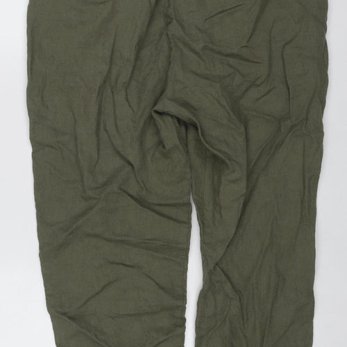 John Lewis & Partners Women’s Green Size 14 Linen Wide-Leg Trousers