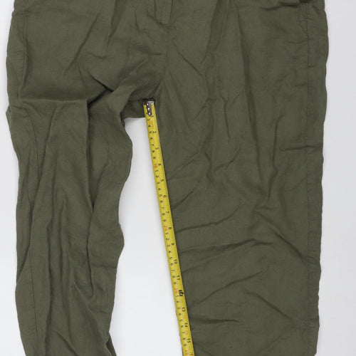 John Lewis & Partners Women’s Green Size 14 Linen Wide-Leg Trousers