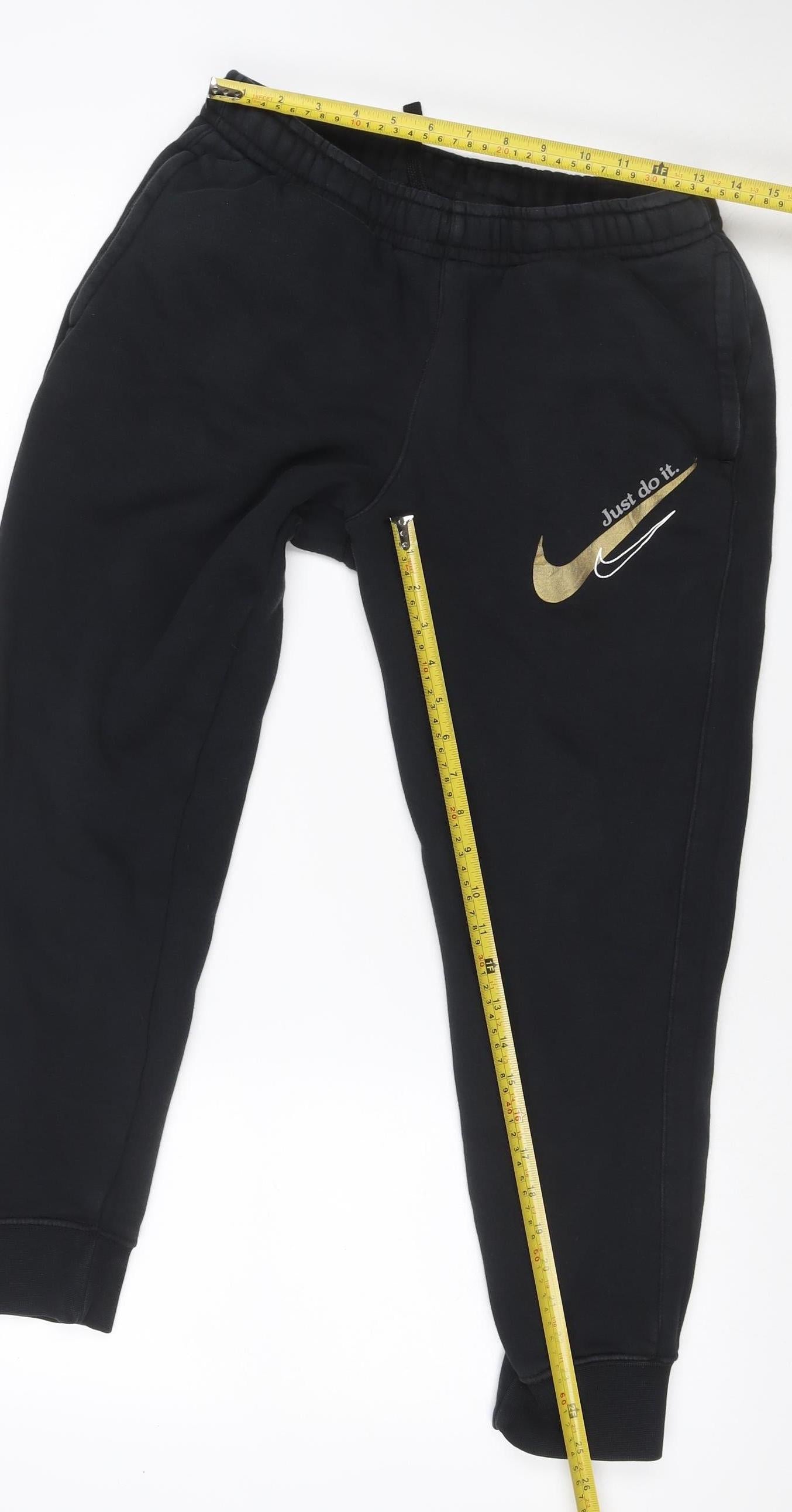 Nike Men’s Black S Jogger Sweatpants Gold Just Do It Drawstring