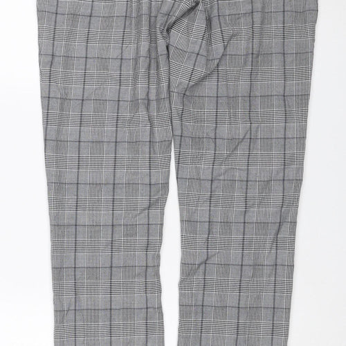 Topman Men Grey Check Stretch Skinny Dress Trousers W34 L34