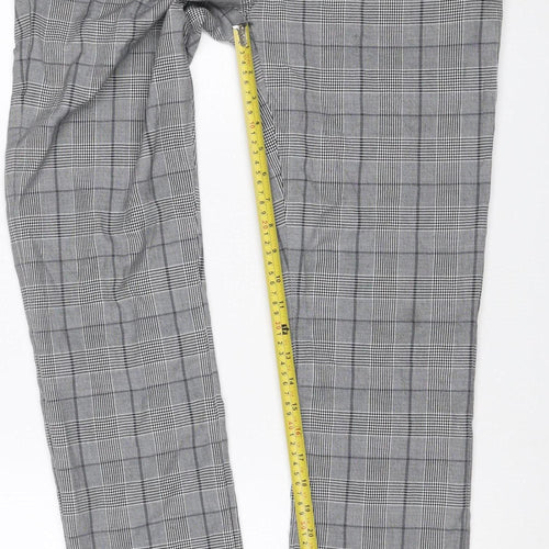 Topman Men Grey Check Stretch Skinny Dress Trousers W34 L34
