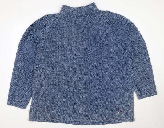 Weird Fish Men's Blue 2XL Mock Neck Knit Pullover Sweatshirt Logo