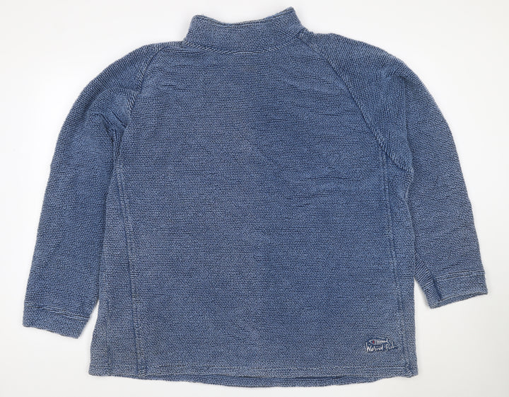 Weird Fish Men's Blue 2XL Mock Neck Knit Pullover Sweatshirt Logo