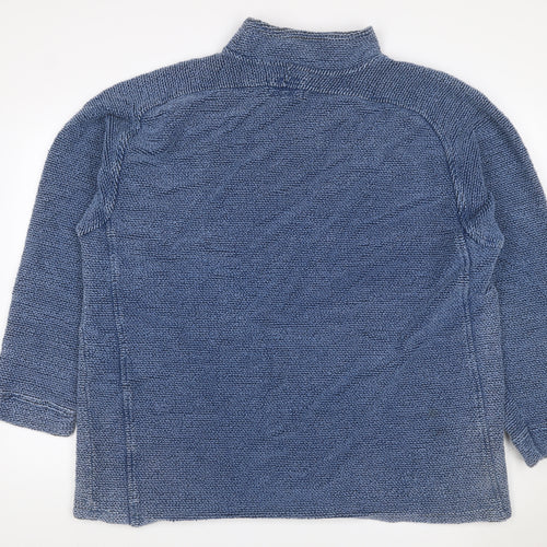 Weird Fish Men's Blue 2XL Mock Neck Knit Pullover Sweatshirt Logo