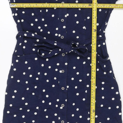 Boden Women’s Blue Polka Dot Belted Shirt Dress UK 8 Long Sleeve