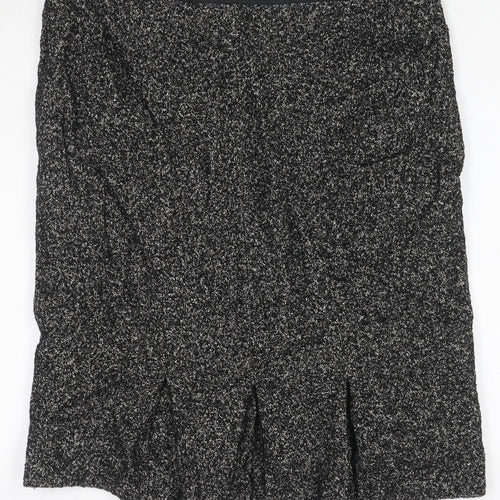 Viyella Women Grey Tweed Wool Blend UK 14 Knee Length Pencil Skirt