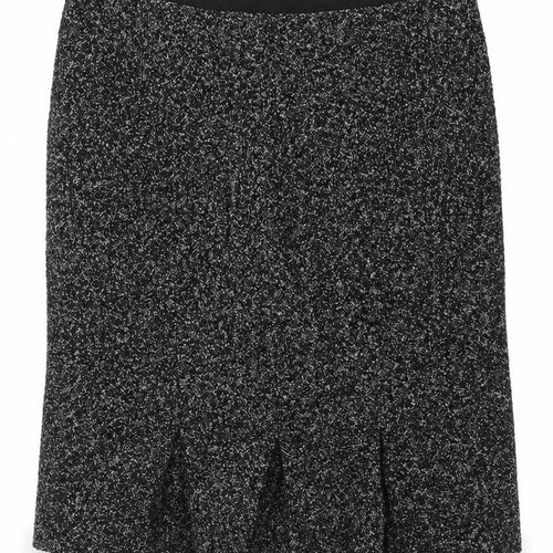Viyella Women Grey Tweed Wool Blend UK 14 Knee Length Pencil Skirt