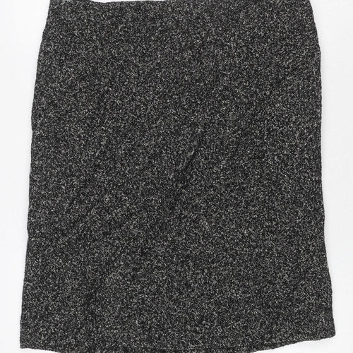Viyella Women Grey Tweed Wool Blend UK 14 Knee Length Pencil Skirt